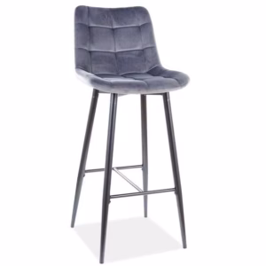 Стул барный SIGNAL CHIC H-1 Velvet Bluvel 14 серый/черный