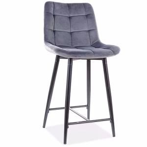 Стул полубарный SIGNAL CHIC H-2 Velvet Bluvel 14 серый/черный