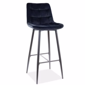 Стул барный SIGNAL CHIC H-1 Velvet Bluvel 19 черный/черный