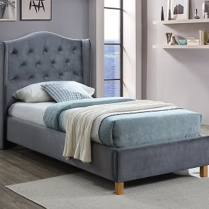 Кровать SIGNAL ASPEN VELVET BLUVEL 14 серый/дуб, 90/200