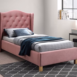 Кровать SIGNAL ASPEN VELVET BLUVEL 52 античный розовый/дуб, 90/200