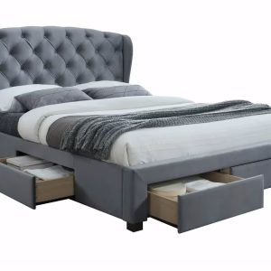 Кровать SIGNAL ASPEN II VELVET BLUVEL 14 серый/дуб, 160/200
